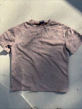 Affliction-style Men’s Short Sleeve T Shirt - Taupe Brown suede-feel + embroid